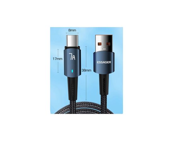 Дата кабель USB 2.0 AM to USB-C 2.0m 100W blue Essager (EXC7A-CGA03-P), изображение 10 Дата кабель USB 2.0 AM to USB-C 2.0m 100W blue Essager (EXC7A-CGA03-P), изображение 10