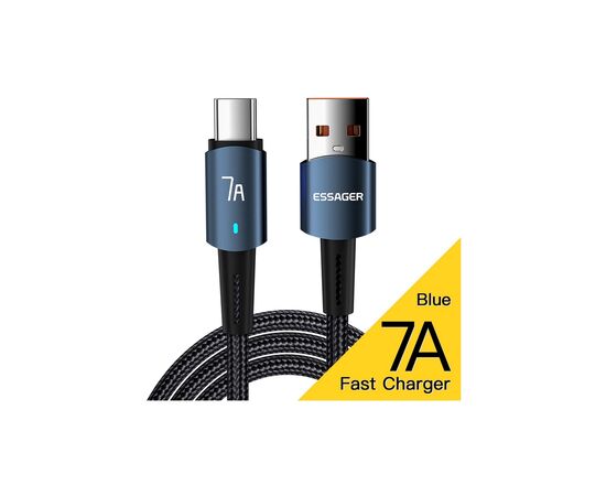 Дата кабель USB 2.0 AM to USB-C 2.0m 100W blue Essager (EXC7A-CGA03-P), изображение 2 Дата кабель USB 2.0 AM to USB-C 2.0m 100W blue Essager (EXC7A-CGA03-P), изображение 2