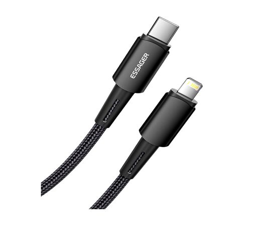 Дата кабель USB-C to Lightning 0.5m 20W black Essager (EXCTL-CGB01), изображение 2 Дата кабель USB-C to Lightning 0.5m 20W black Essager (EXCTL-CGB01), изображение 2