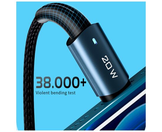 Дата кабель USB-C to Lightning 0.5m 20W black Essager (EXCTL-CGB01), изображение 5 Дата кабель USB-C to Lightning 0.5m 20W black Essager (EXCTL-CGB01), изображение 5