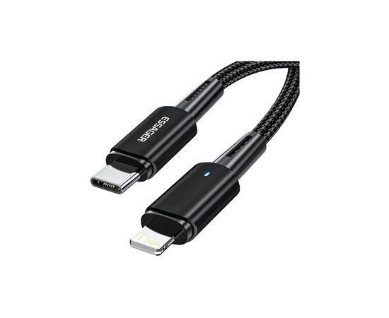 Дата кабель USB-C to Lightning 2.0m 20W black Essager (EXCTL-CGA01), изображение 2 Дата кабель USB-C to Lightning 2.0m 20W black Essager (EXCTL-CGA01), изображение 2