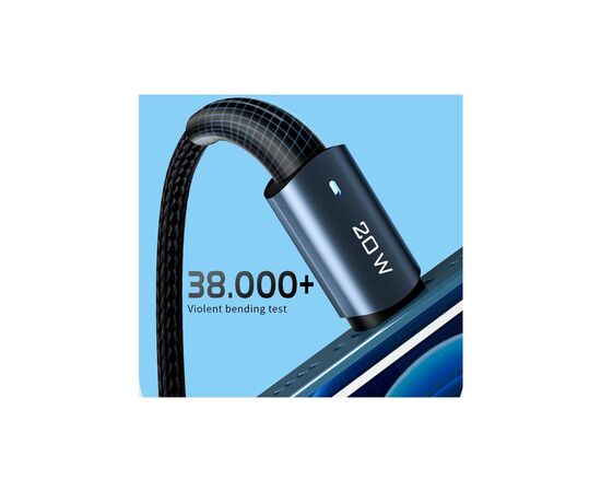 Дата кабель USB-C to Lightning 2.0m 20W black Essager (EXCTL-CGA01), изображение 6 Дата кабель USB-C to Lightning 2.0m 20W black Essager (EXCTL-CGA01), изображение 6