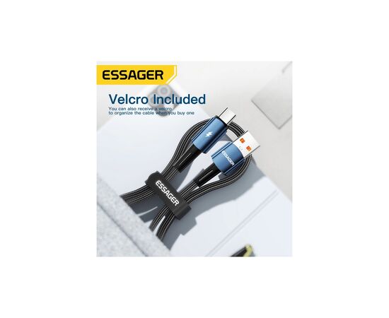 Дата кабель USB 2.0 AM to USB-C 1.0m 120W blue Essager (EXC120-CG03-P), изображение 3 Дата кабель USB 2.0 AM to USB-C 1.0m 120W blue Essager (EXC120-CG03-P), изображение 3