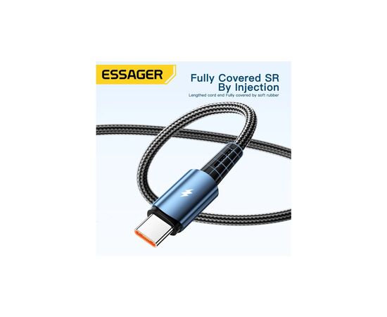 Дата кабель USB 2.0 AM to USB-C 1.0m 120W blue Essager (EXC120-CG03-P), изображение 6 Дата кабель USB 2.0 AM to USB-C 1.0m 120W blue Essager (EXC120-CG03-P), изображение 6