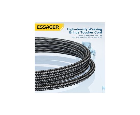 Дата кабель USB 2.0 AM to USB-C 1.0m 120W blue Essager (EXC120-CG03-P), изображение 7 Дата кабель USB 2.0 AM to USB-C 1.0m 120W blue Essager (EXC120-CG03-P), изображение 7