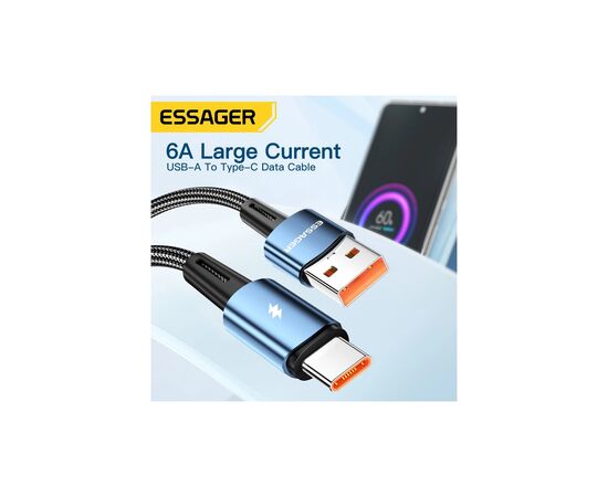 Дата кабель USB 2.0 AM to USB-C 1.0m 120W blue Essager (EXC120-CG03-P), изображение 8 Дата кабель USB 2.0 AM to USB-C 1.0m 120W blue Essager (EXC120-CG03-P), изображение 8