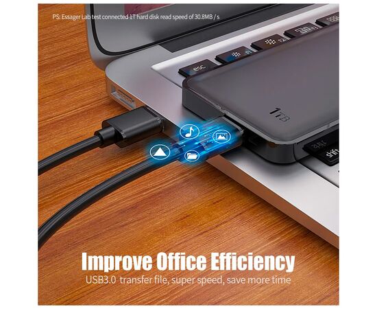 Дата кабель USB 3.0 AM/AM 0.5m 5Gbps black Essager (EXCAA-YTB01), изображение 5 Дата кабель USB 3.0 AM/AM 0.5m 5Gbps black Essager (EXCAA-YTB01), изображение 5