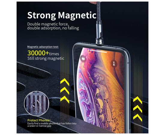 Дата кабель USB 2.0 AM to USB-C 1.0m magnetic black Essager (EXCCXT-WC0G), изображение 4 Дата кабель USB 2.0 AM to USB-C 1.0m magnetic black Essager (EXCCXT-WC0G), изображение 4