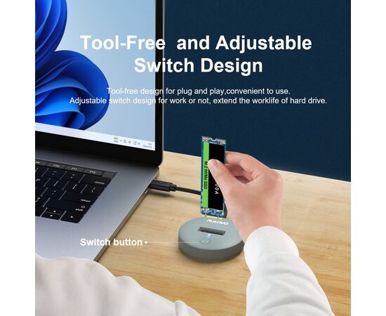 Док-станція для накопичувачів Maiwo M.2 NVMe/SATA SSD to USB3.2 Gen2 USB-C 10Gbps (K1698P2), зображення 6 Док-станція для накопичувачів Maiwo M.2 NVMe/SATA SSD to USB3.2 Gen2 USB-C 10Gbps (K1698P2), зображення 6