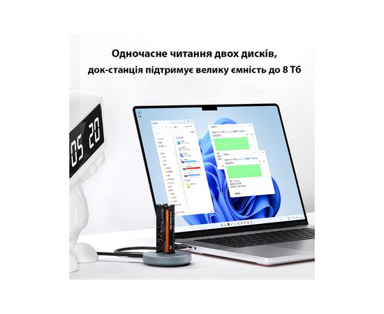 Док-станція для накопичувачів Maiwo 2*NVMe M.2 SSD to USB3.2 Gen2 USB-C 10Gbps (K3026P2 grey), зображення 6 Док-станція для накопичувачів Maiwo 2*NVMe M.2 SSD to USB3.2 Gen2 USB-C 10Gbps (K3026P2 grey), зображення 6