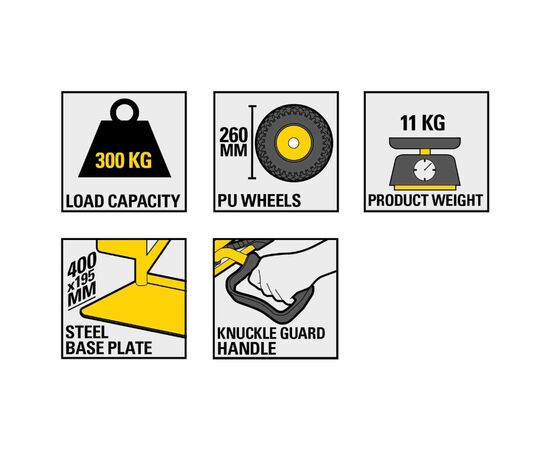 Тележка грузовая Stanley до 300 кг, размер платформы 40х19,5 см, вес 11,1 кг (SXWT-HT526), изображение 3 Тележка грузовая Stanley до 300 кг, размер платформы 40х19,5 см, вес 11,1 кг (SXWT-HT526), изображение 3
