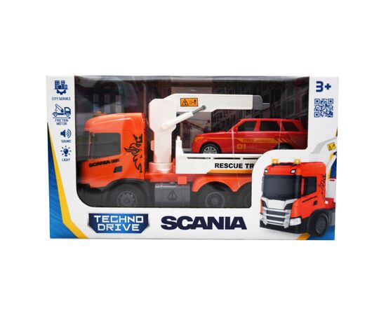 Спецтехніка TechnoDrive серії Big Truck – Евакуатор Scania з машиною (світло, звук) (6408KS), зображення 2 Спецтехніка TechnoDrive серії Big Truck – Евакуатор Scania з машиною (світло, звук) (6408KS), зображення 2