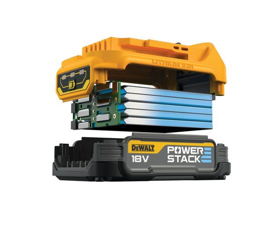 Аккумулятор к электроинструменту DeWALT 18V XR Li-lon PowerStack 1.7Ah, 2 шт., вес 0.7 кг (DCBP034E2), изображение 5 Аккумулятор к электроинструменту DeWALT 18V XR Li-lon PowerStack 1.7Ah, 2 шт., вес 0.7 кг (DCBP034E2), изображение 5