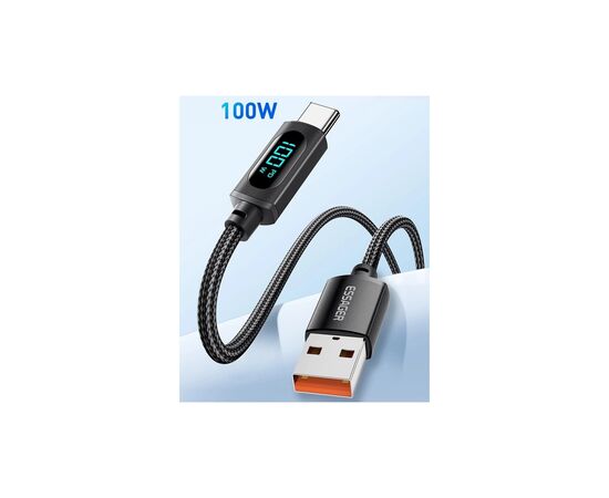 Дата кабель USB 2.0 AM to USB-C 2.0m 7A LED black Essager (EXCT-XYA01-P), изображение 2 Дата кабель USB 2.0 AM to USB-C 2.0m 7A LED black Essager (EXCT-XYA01-P), изображение 2