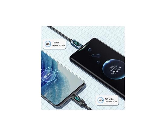 Дата кабель USB 2.0 AM to USB-C 2.0m 7A LED black Essager (EXCT-XYA01-P), изображение 3 Дата кабель USB 2.0 AM to USB-C 2.0m 7A LED black Essager (EXCT-XYA01-P), изображение 3