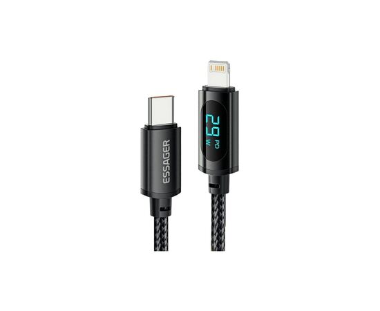 Дата кабель USB-C to Lightning 1.0m 29W LED black Essager (EXCTL-XY01-P), изображение 2 Дата кабель USB-C to Lightning 1.0m 29W LED black Essager (EXCTL-XY01-P), изображение 2