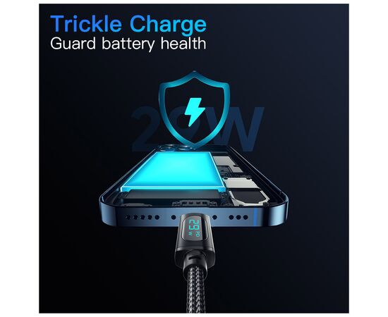 Дата кабель USB-C to Lightning 1.0m 29W LED black Essager (EXCTL-XY01-P), изображение 6 Дата кабель USB-C to Lightning 1.0m 29W LED black Essager (EXCTL-XY01-P), изображение 6