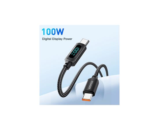 Дата кабель USB-C to USB-C 1.0m 100W LED black Essager (EXCTT1-XY01-P), изображение 2 Дата кабель USB-C to USB-C 1.0m 100W LED black Essager (EXCTT1-XY01-P), изображение 2
