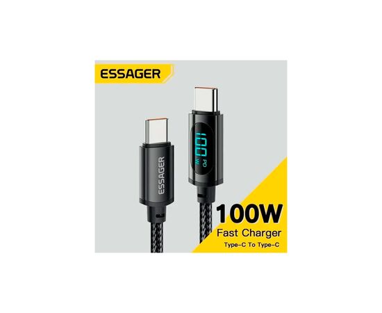 Дата кабель USB-C to USB-C 2.0m 100W LED black Essager (EXCTT1-XYA01-P), изображение 3 Дата кабель USB-C to USB-C 2.0m 100W LED black Essager (EXCTT1-XYA01-P), изображение 3