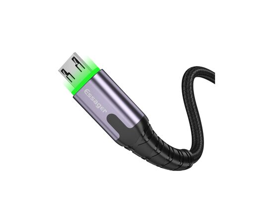 Дата кабель USB 2.0 AM to Micro 5P 1.0m 2.4A LED black Essager (EXCM-XG0G), изображение 2 Дата кабель USB 2.0 AM to Micro 5P 1.0m 2.4A LED black Essager (EXCM-XG0G), изображение 2