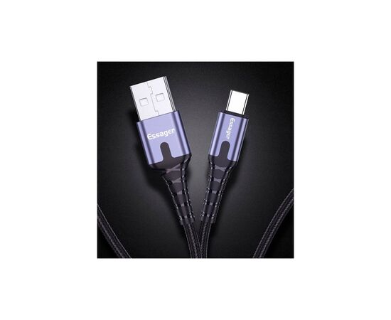 Дата кабель USB 2.0 AM to USB-C 2.0m 3A LED black Essager (EXCT-XGA0G), изображение 6 Дата кабель USB 2.0 AM to USB-C 2.0m 3A LED black Essager (EXCT-XGA0G), изображение 6