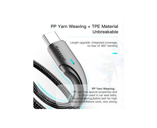 Дата кабель USB 2.0 AM to USB-C 0.25m black Essager (EXCT-LSB01), изображение 7 Дата кабель USB 2.0 AM to USB-C 0.25m black Essager (EXCT-LSB01), изображение 7