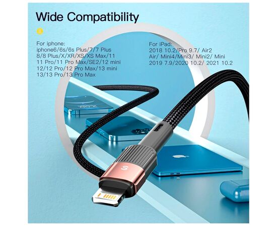 Дата кабель USB 2.0 AM to Lightning 2.0m 2.4A black Essager (EXCL-XCA01), изображение 8 Дата кабель USB 2.0 AM to Lightning 2.0m 2.4A black Essager (EXCL-XCA01), изображение 8