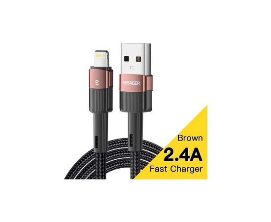 Дата кабель USB 2.0 AM to Lightning 2.0m 2.4A brown Essager (EXCL-XCA12)