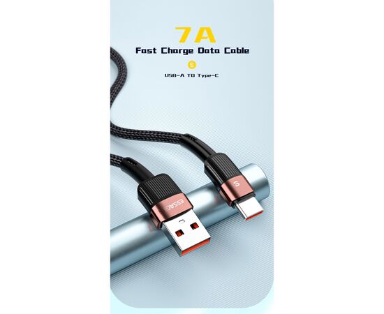 Дата кабель USB 2.0 AM to USB-C 3.0m 7A black Essager (EXCT-XCC01), изображение 2 Дата кабель USB 2.0 AM to USB-C 3.0m 7A black Essager (EXCT-XCC01), изображение 2