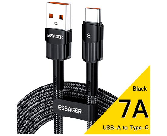 Дата кабель USB 2.0 AM to USB-C 3.0m 7A black Essager (EXCT-XCC01)