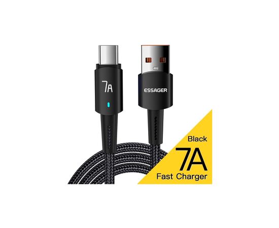 Дата кабель USB 2.0 AM to USB-C 2.0m 100W black Essager (EXC7A-CGA01-P), изображение 2 Дата кабель USB 2.0 AM to USB-C 2.0m 100W black Essager (EXC7A-CGA01-P), изображение 2