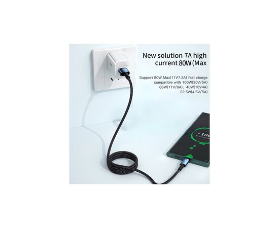 Дата кабель USB 2.0 AM to USB-C 2.0m 100W black Essager (EXC7A-CGA01-P), изображение 4 Дата кабель USB 2.0 AM to USB-C 2.0m 100W black Essager (EXC7A-CGA01-P), изображение 4