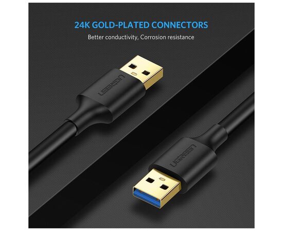 Дата кабель USB 3.0 AM/AM 0.5m US128 black Ugreen (10369), изображение 5 Дата кабель USB 3.0 AM/AM 0.5m US128 black Ugreen (10369), изображение 5