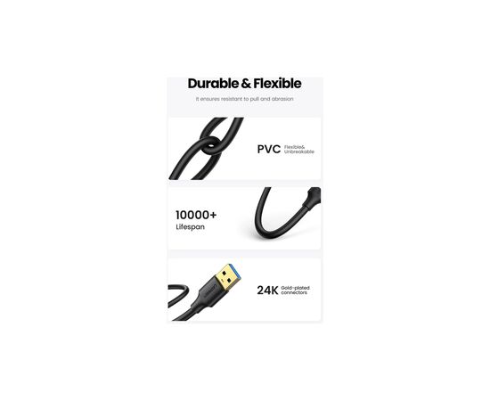 Дата кабель USB 3.0 AM/AM 2.0m US128 black Ugreen (10371), зображення 6 Дата кабель USB 3.0 AM/AM 2.0m US128 black Ugreen (10371), зображення 6