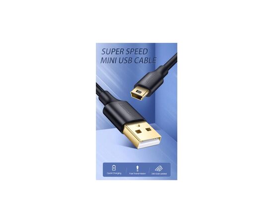 Дата кабель USB 2.0 AM to Mini 5P 1.0m US132 black Ugreen (10355), зображення 2 Дата кабель USB 2.0 AM to Mini 5P 1.0m US132 black Ugreen (10355), зображення 2