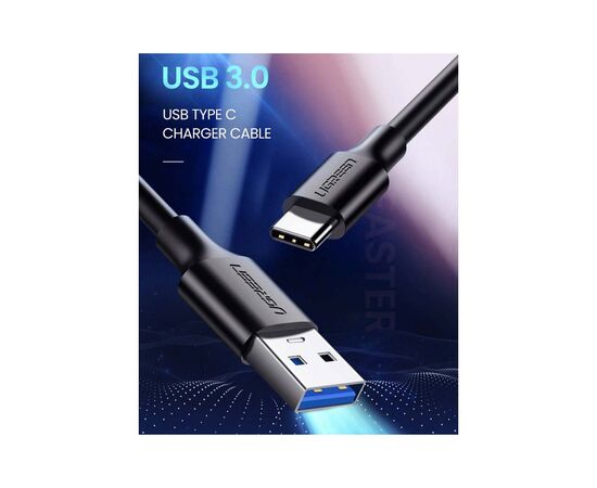Дата кабель USB 3.0 AM to USB-C 0.5m 3A US184 black Ugreen (20881), изображение 2 Дата кабель USB 3.0 AM to USB-C 0.5m 3A US184 black Ugreen (20881), изображение 2