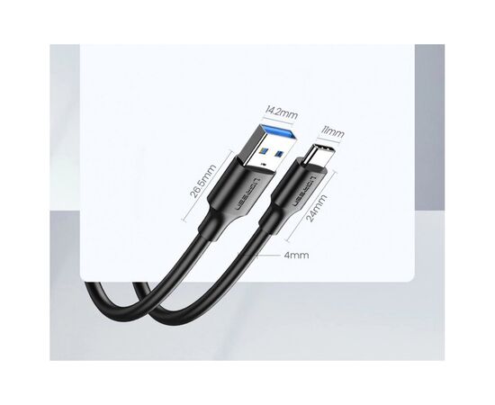 Дата кабель USB 3.0 AM to USB-C 0.5m 3A US184 black Ugreen (20881), изображение 8 Дата кабель USB 3.0 AM to USB-C 0.5m 3A US184 black Ugreen (20881), изображение 8