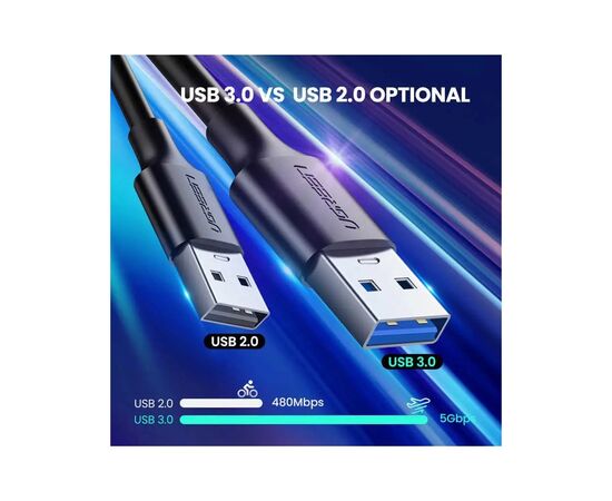 Дата кабель USB 3.0 AM to USB-C 1.5m 3A US184 black Ugreen (20883), изображение 4 Дата кабель USB 3.0 AM to USB-C 1.5m 3A US184 black Ugreen (20883), изображение 4