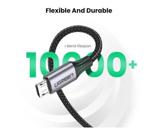 Дата кабель USB 2.0 AM to Micro 5P 0.5m 2A US290 black Ugreen (60145), зображення 6 Дата кабель USB 2.0 AM to Micro 5P 0.5m 2A US290 black Ugreen (60145), зображення 6