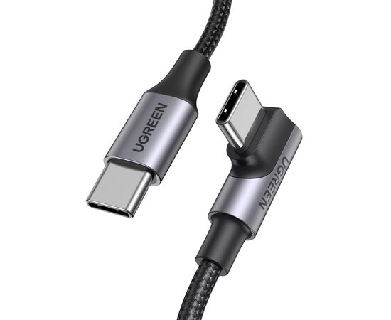 Дата кабель USB-C 2.0 to USB-C 3.0m 90° corner US334 black Ugreen (20583) Дата кабель USB-C 2.0 to USB-C 3.0m 90° corner US334 black Ugreen (20583)