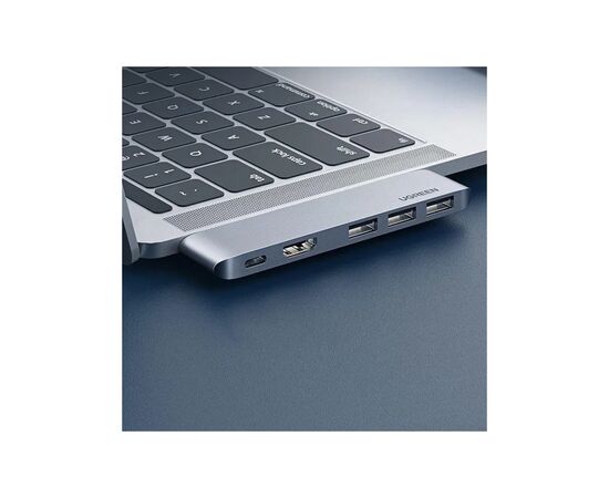 Концентратор Ugreen 2xUSB-C to 3xUSB 3.0 + HDMI + USB-C CM251 gray (60559), изображение 2 Концентратор Ugreen 2xUSB-C to 3xUSB 3.0 + HDMI + USB-C CM251 gray (60559), изображение 2