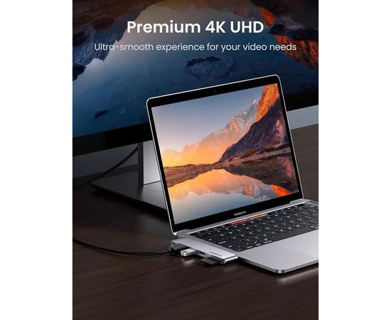 Концентратор Ugreen 2xUSB-C to HDMI + 2xUSB 3.0 + SD/TF + USB-C CM380 gray (80856), изображение 3 Концентратор Ugreen 2xUSB-C to HDMI + 2xUSB 3.0 + SD/TF + USB-C CM380 gray (80856), изображение 3