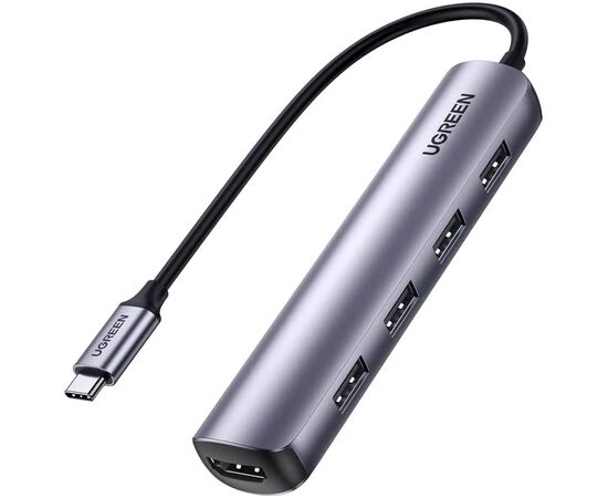 Концентратор Ugreen USB-C to 4xUSB 3.0 + HDMI CM417 gray (20197), изображение 2 Концентратор Ugreen USB-C to 4xUSB 3.0 + HDMI CM417 gray (20197), изображение 2