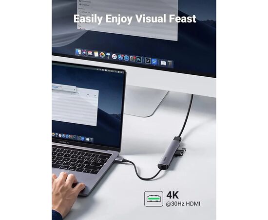 Концентратор Ugreen USB-C to 4xUSB 3.0 + HDMI CM417 gray (20197), изображение 5 Концентратор Ugreen USB-C to 4xUSB 3.0 + HDMI CM417 gray (20197), изображение 5