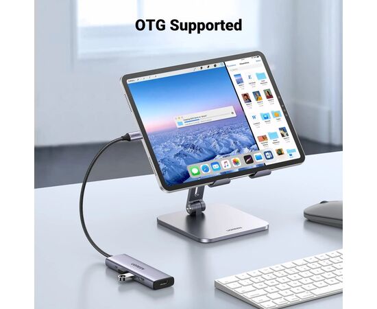 Концентратор Ugreen USB-C to HDMI + 3xUSB 3.0 + PD CM511 gray (15596), изображение 5 Концентратор Ugreen USB-C to HDMI + 3xUSB 3.0 + PD CM511 gray (15596), изображение 5