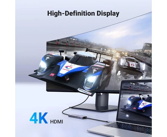 Концентратор Ugreen USB-C to HDMI + 3xUSB 3.0 + PD CM511 gray (15596), изображение 8 Концентратор Ugreen USB-C to HDMI + 3xUSB 3.0 + PD CM511 gray (15596), изображение 8