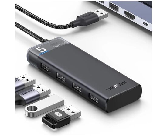 Концентратор Ugreen USB 3.0 to 4xUSB 3.2 Gen1 CM653 black (15548), изображение 2 Концентратор Ugreen USB 3.0 to 4xUSB 3.2 Gen1 CM653 black (15548), изображение 2