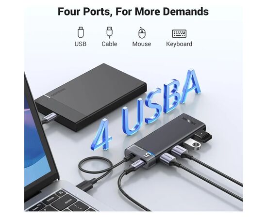Концентратор Ugreen USB 3.0 to 4xUSB 3.2 Gen1 CM653 black (15548), изображение 3 Концентратор Ugreen USB 3.0 to 4xUSB 3.2 Gen1 CM653 black (15548), изображение 3