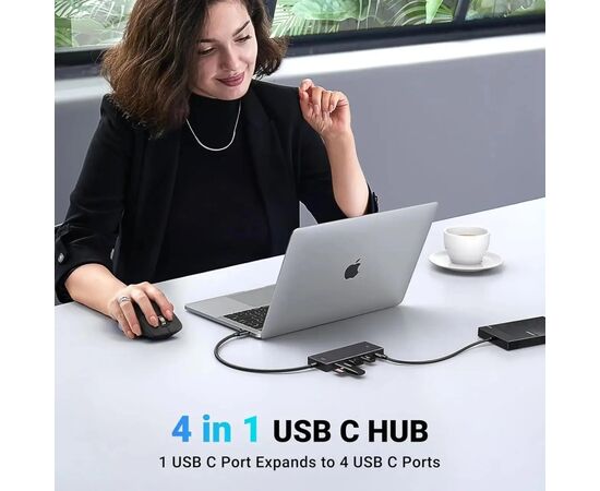 Концентратор Ugreen USB-C to 4xUSB-C 3.2 Gen2 10Gbps CM806 black (35584), изображение 4 Концентратор Ugreen USB-C to 4xUSB-C 3.2 Gen2 10Gbps CM806 black (35584), изображение 4