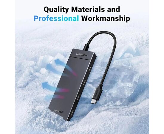 Концентратор Ugreen USB-C to 4xUSB-C 3.2 Gen2 10Gbps CM806 black (35584), изображение 7 Концентратор Ugreen USB-C to 4xUSB-C 3.2 Gen2 10Gbps CM806 black (35584), изображение 7